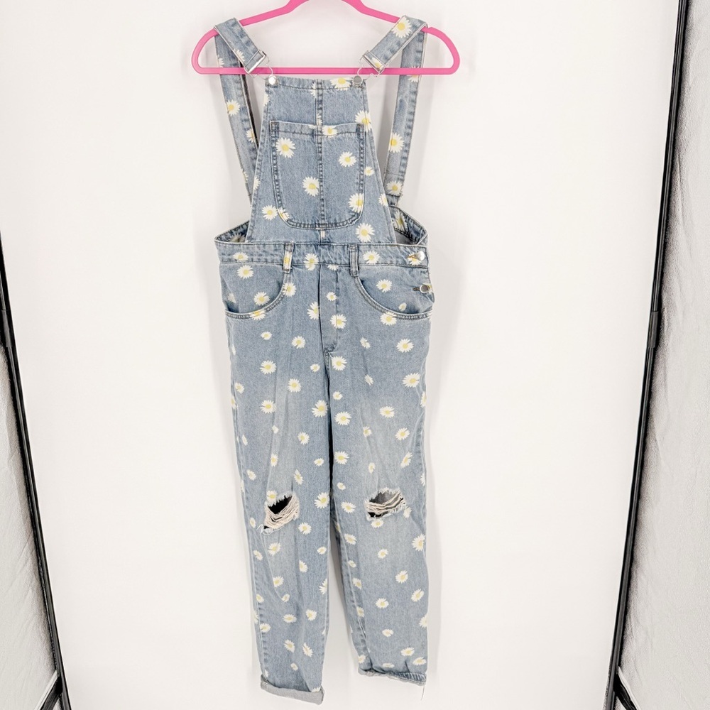 MISSLOOK Light Blue Distressed Denim Overalls